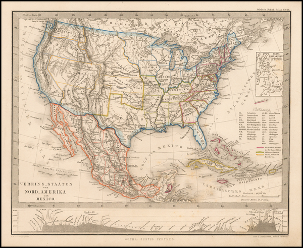 73-United States and Mexico Map By Adolf Stieler