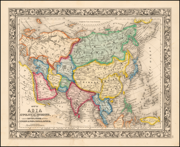 79-Asia and Asia Map By Samuel Augustus Mitchell Jr.