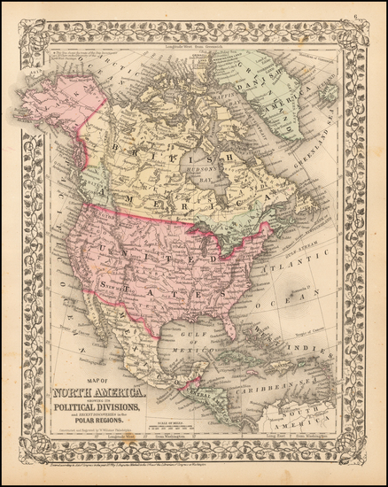 41-North America Map By Samuel Augustus Mitchell Jr.