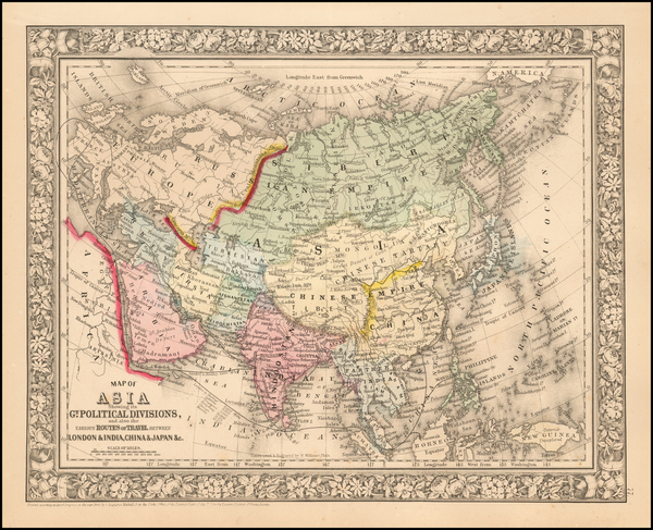 80-Asia and Asia Map By Samuel Augustus Mitchell Jr.