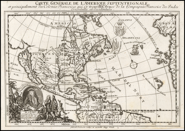 61-North America and California as an Island Map By Gabriel Bodenehr / Georg Christoph Kilian