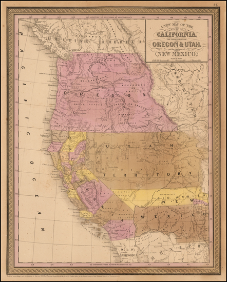 93-Southwest, Rocky Mountains and California Map By Thomas, Cowperthwait & Co.