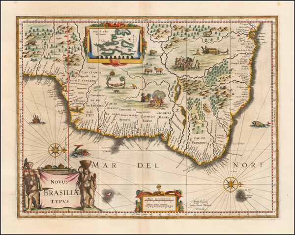 70-Brazil Map By Willem Janszoon Blaeu