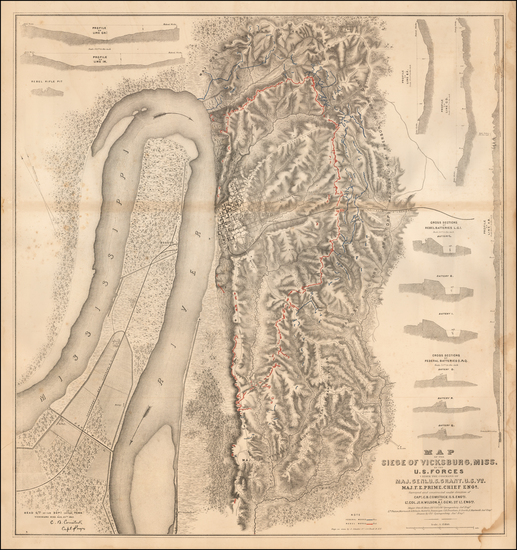 93-Mississippi Map By United States Bureau of Topographical Engineers