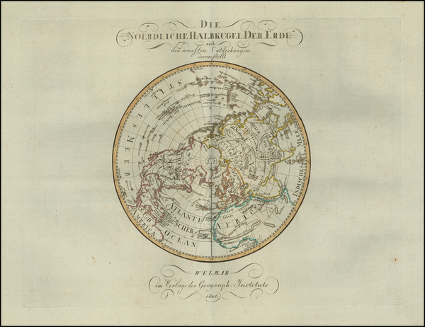 83-Northern Hemisphere Map By Weimar Geographische Institut