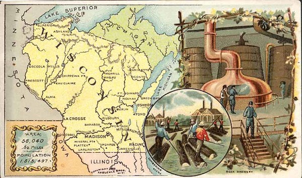 94-Midwest and Wisconsin Map By Arbuckle Brothers Coffee Co.