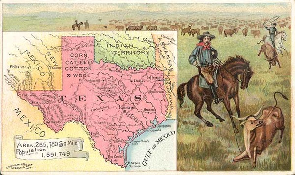 81-Texas and Southwest Map By Arbuckle Brothers Coffee Co.