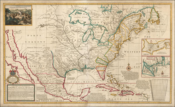 69-United States, Georgia and North America Map By Herman Moll