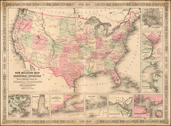 90-United States Map By Benjamin P Ward  &  Alvin Jewett Johnson