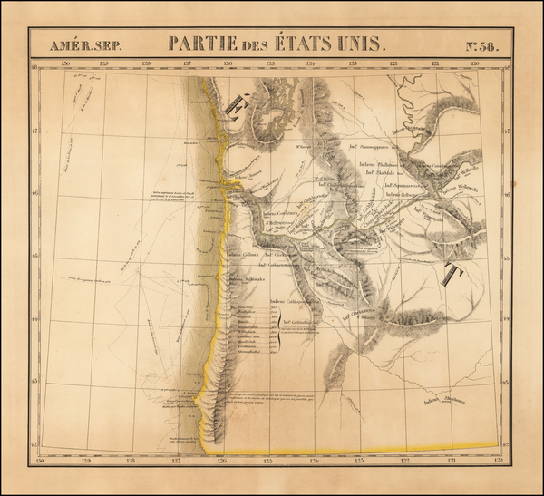 38-Pacific Northwest, Oregon and Washington Map By Philippe Marie Vandermaelen