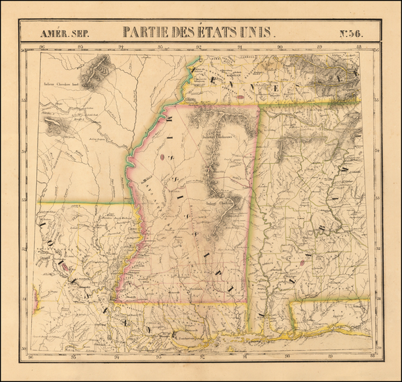 24-South, Louisiana, Alabama and Mississippi Map By Philippe Marie Vandermaelen