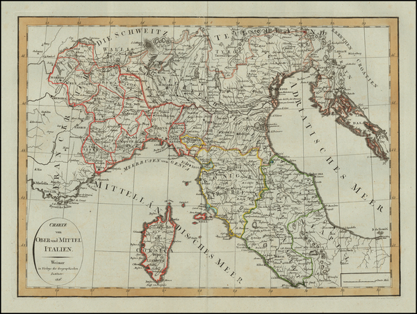 38-Northern Italy Map By Weimar Geographische Institut