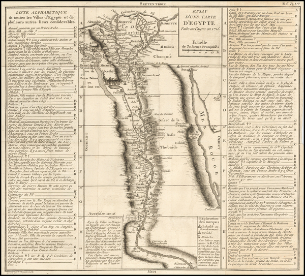 32-Egypt Map By Jacques Nicolas Bellin