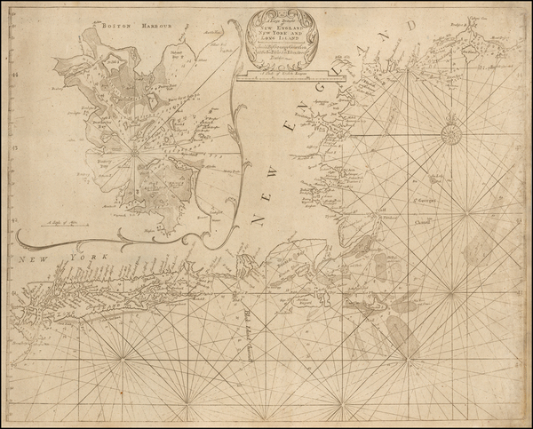 61-New England, Connecticut, Maine, Massachusetts, New Hampshire, New York State and Boston Map By