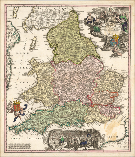 100-England Map By Johann Baptist Homann