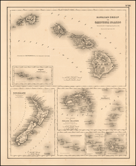 100-Hawaii and Hawaii Map By Joseph Hutchins Colton