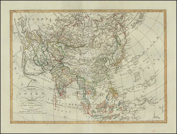 8-Asia Map By Weimar Geographische Institut