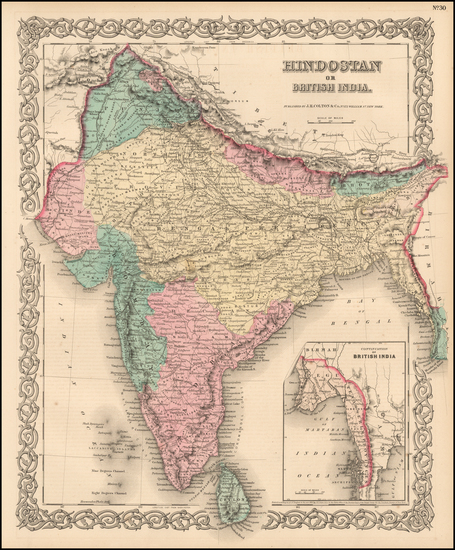 83-Asia, Asia and India Map By Joseph Hutchins Colton