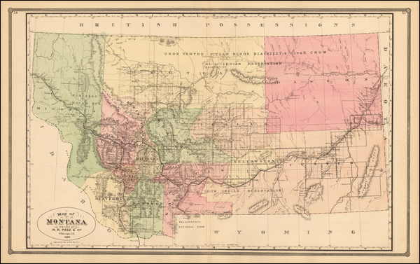 65-Montana Map By H.R. Page