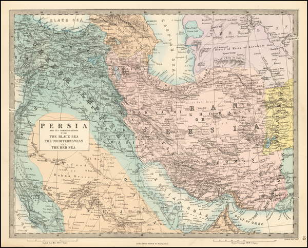 50-Middle East and Persia & Iraq Map By Edward Stanford