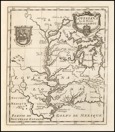 11-South, Louisiana, Texas, Midwest and Illinois Map By John Law