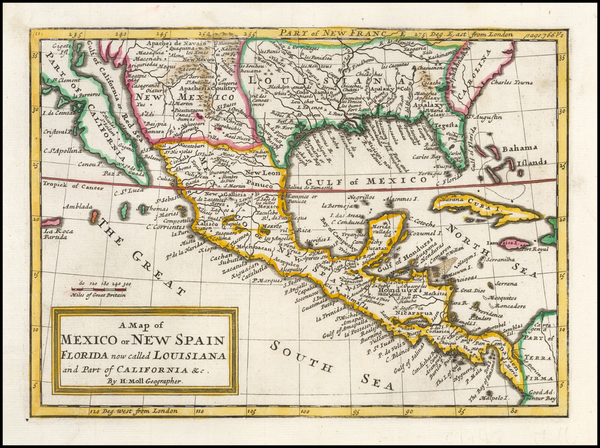 11-Florida, South, Texas and Southwest Map By Herman Moll