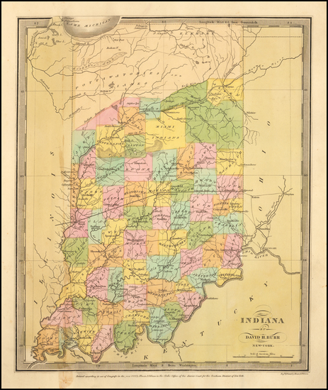 42-Indiana Map By David Hugh Burr