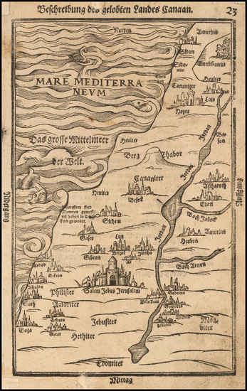 19-Holy Land Map By Heinrich Bunting