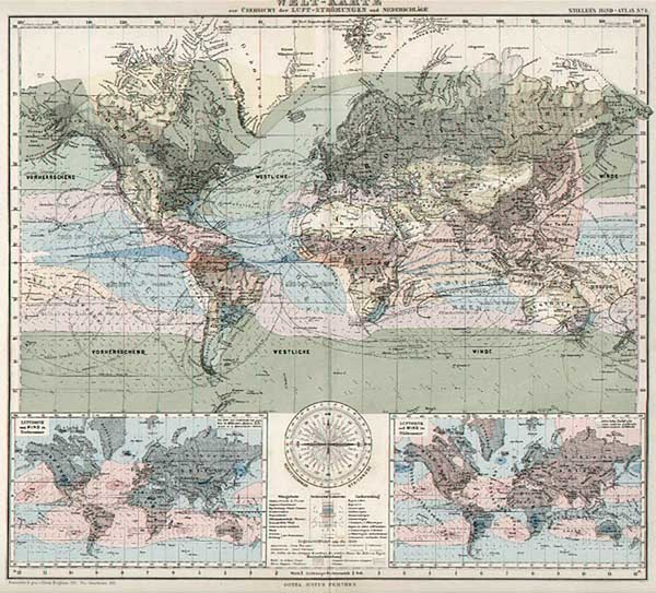 90-World and World Map By Adolf Stieler