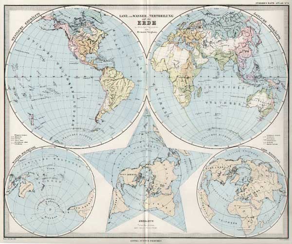 84-World and World Map By Adolf Stieler