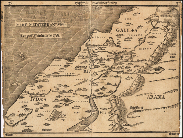 69-Holy Land Map By Heinrich Bunting