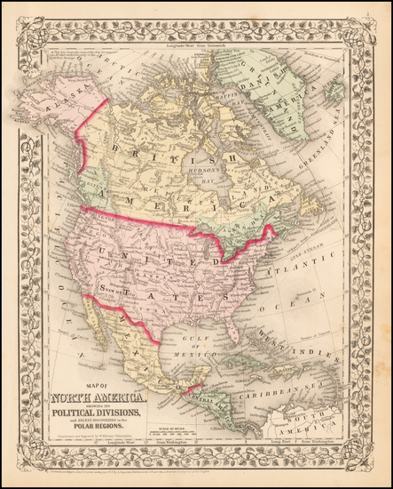 43-North America Map By Samuel Augustus Mitchell Jr.