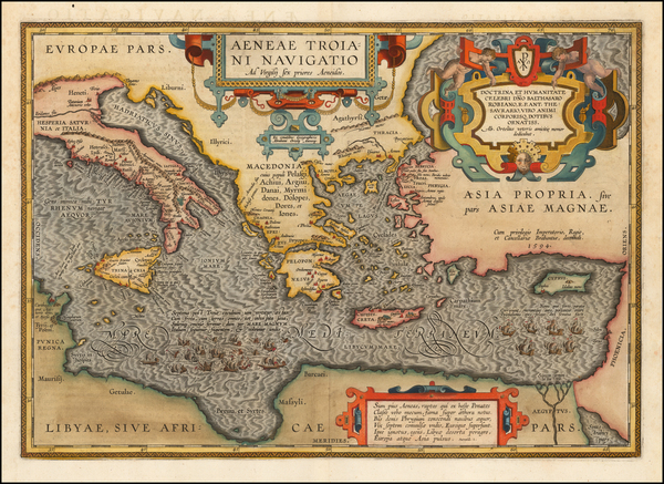 48-Turkey, Mediterranean, Turkey & Asia Minor and Greece Map By Abraham Ortelius