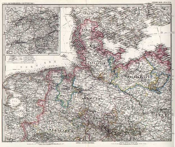 77-Europe, Netherlands and Germany Map By Adolf Stieler