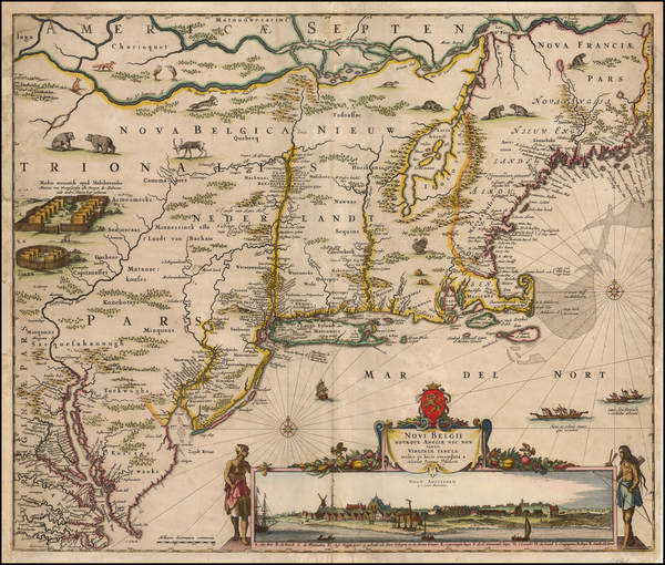 58-New England, Mid-Atlantic and Canada Map By Nicolaes Visscher I