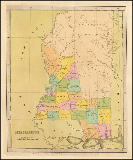 32-Mississippi Map By David Hugh Burr