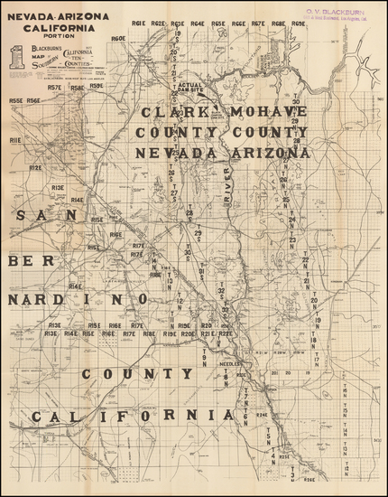 4-Nevada and California Map By O.V. Blackburn