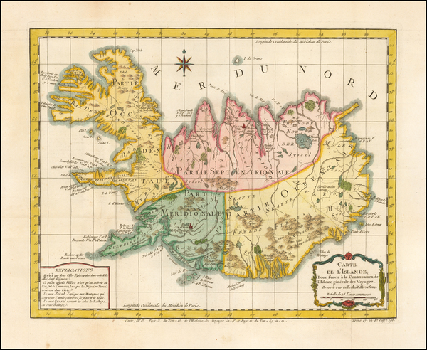 90-Iceland Map By Jacques Nicolas Bellin