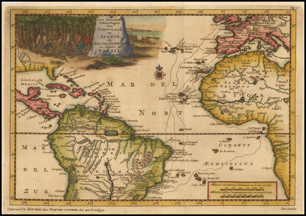 88-Atlantic Ocean, Caribbean, South America and West Africa Map By Pieter van der Aa