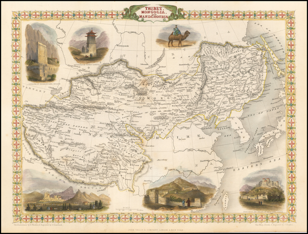 36-China, India, Central Asia & Caucasus and Russia in Asia Map By John Tallis