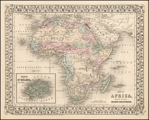 34-Africa Map By Samuel Augustus Mitchell Jr.