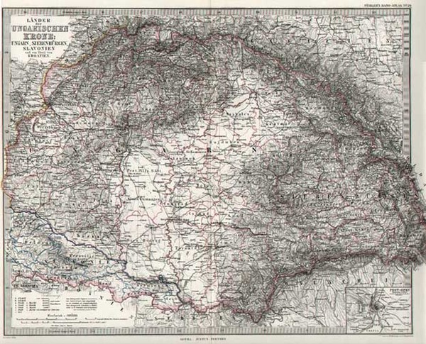 80-Europe and Hungary Map By Adolf Stieler