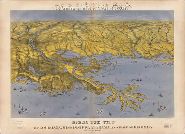 37-Florida, South, Louisiana, Alabama and Mississippi Map By John Bachmann