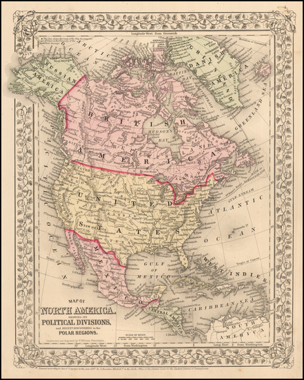 22-North America Map By Samuel Augustus Mitchell Jr.