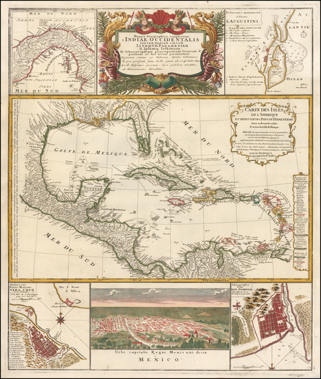 3-Florida, Mexico, Caribbean and Central America Map By Homann Heirs