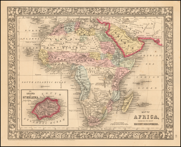 49-Africa Map By Samuel Augustus Mitchell Jr.