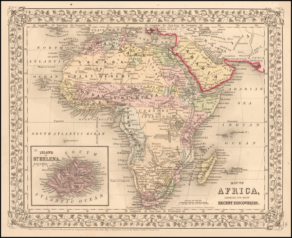 58-Africa Map By Samuel Augustus Mitchell Jr.