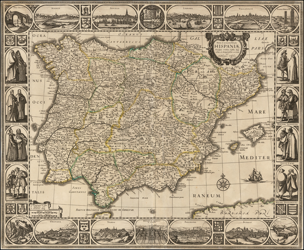 83-Spain and Portugal Map By Nicolaes Visscher I