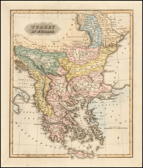 57-Turkey & Asia Minor and Greece Map By Fielding Lucas Jr.