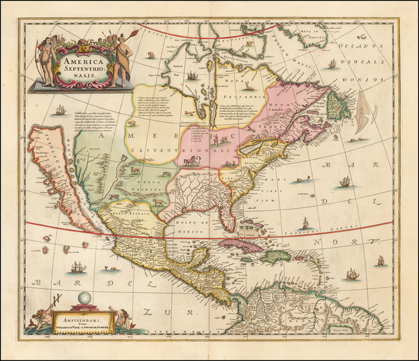 48-North America Map By Peter Schenk  &  Gerard Valk